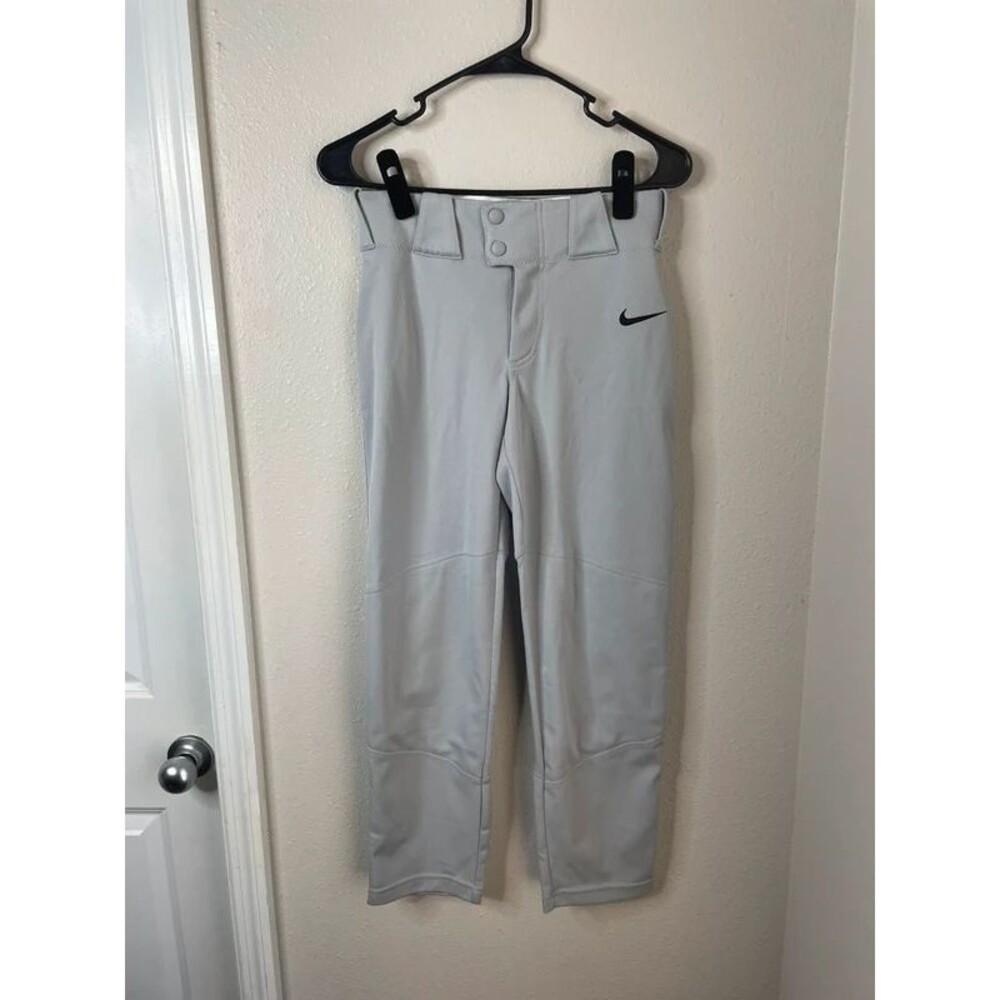 Nike Team Kids Large Gray Baseball Softball Pants Double Snap Uniform